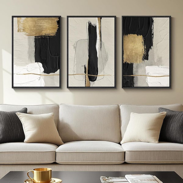 Framed Black and White Abstract Wall Art 24 in. x 16 in.