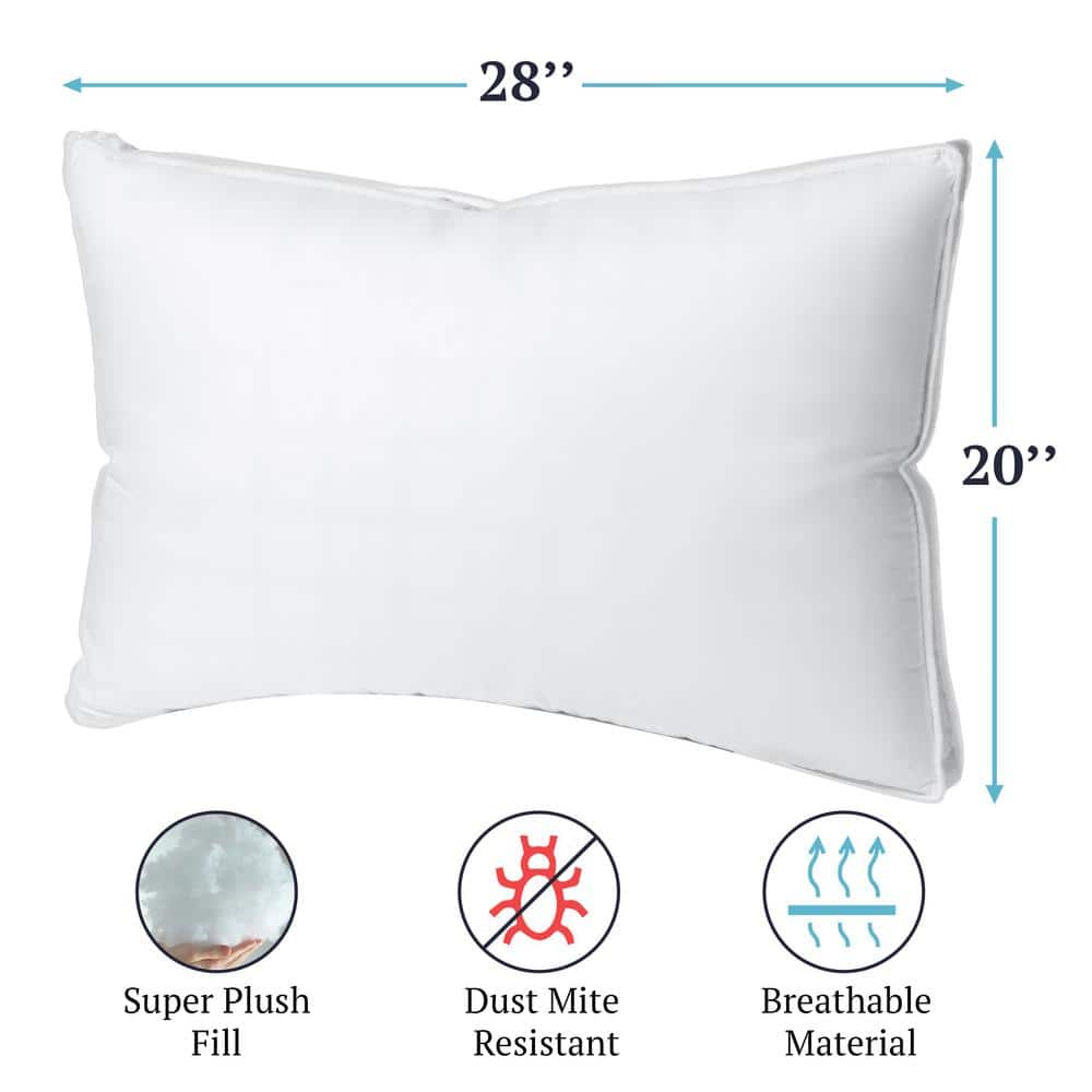 Queen White Egyptian Cotton Plush Down-Alternative Hypoallergenic Pillows 2-Pack