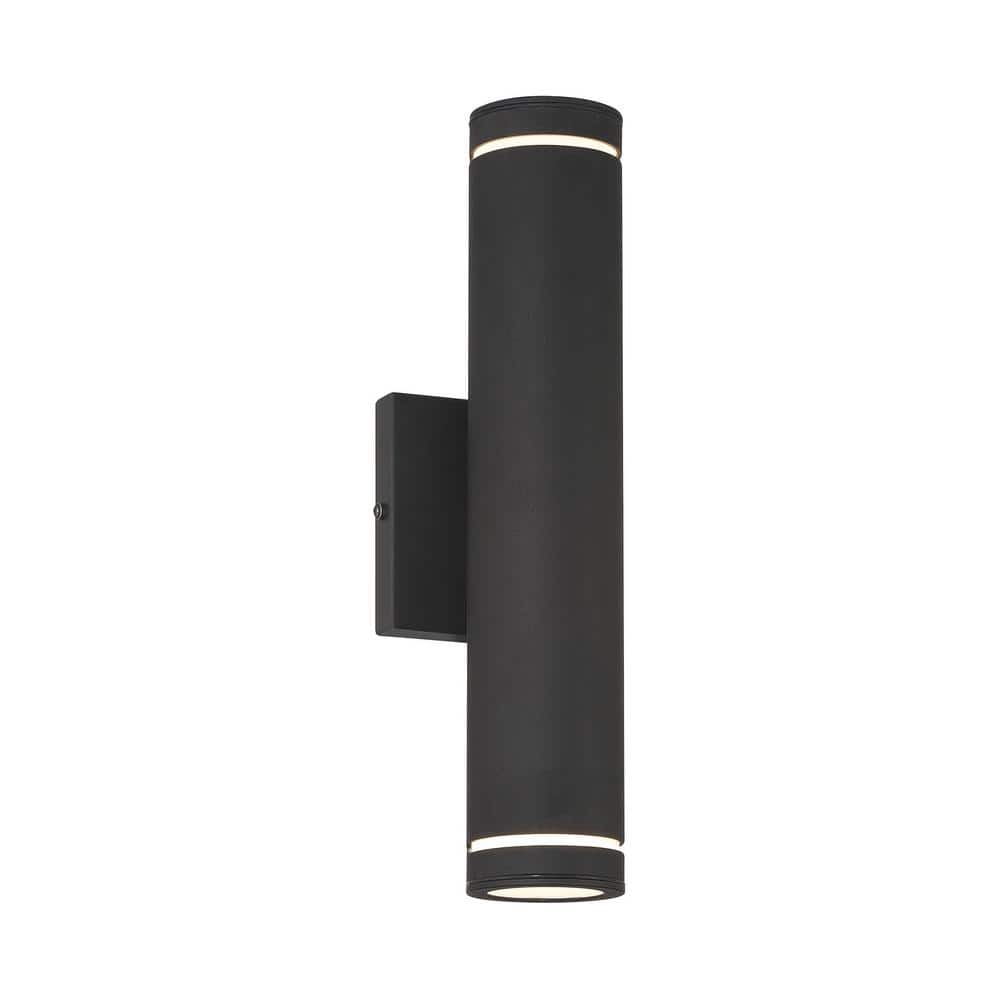 Supotto 14 in. Sand Black Indoor/Outdoor Hardwired Cylinder Wall Sconce with LED Module Included price history on PriceWatchPro