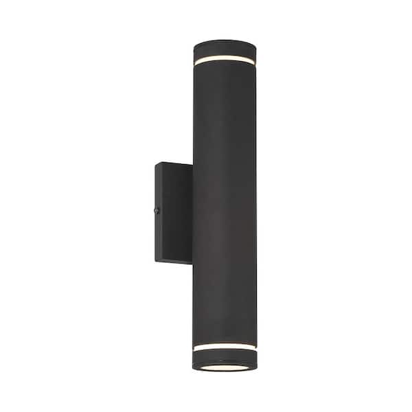 George Kovacs Supotto 14 in. Sand Black Indoor/Outdoor Hardwired Cylinder Wall Sconce with LED Module Included