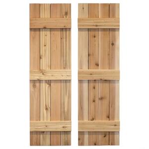 14 in. x 42 in. Traditional Wood Board and Batten Shutters Pair in Unfinished