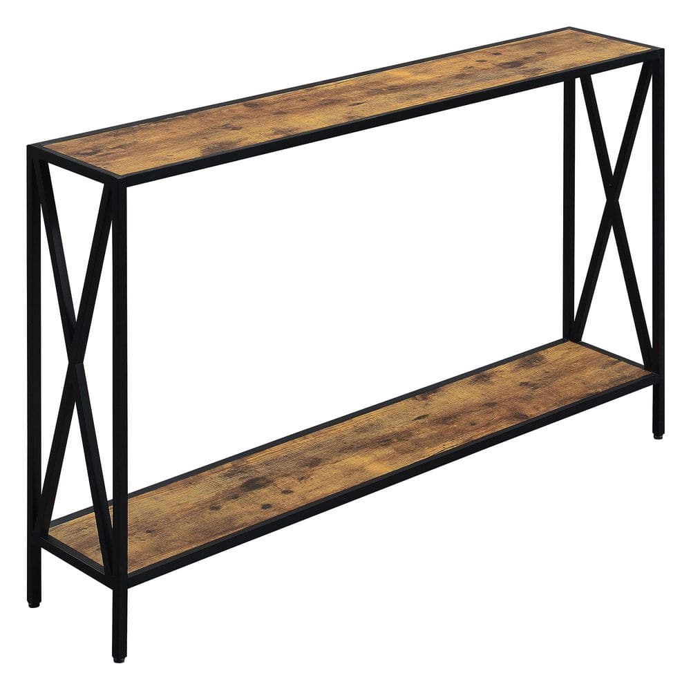 Tucson Modern Barnwood & Black Console Table with Storage Shelf