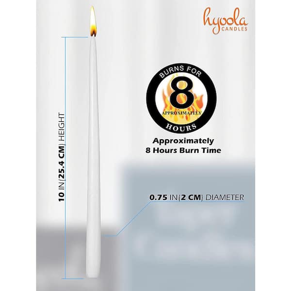 10 Inch White Dripless 12 Pack Tall Taper Candles Paraffin Wax with Cotton Wicks 8 Hour Burn Time Unscented Dinner Candle