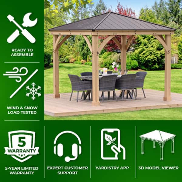 10 x 10 Meridian Gazebo Graphite Roof - Yardistry