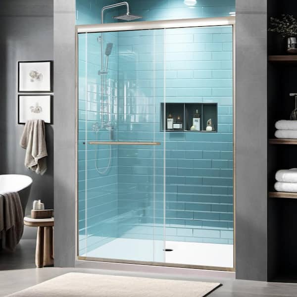 Lonni 44-48 in. W x 72 in. H Semi-Frameless Sliding Glass Shower Door in Chrome Finish w/ 1/4 in. (6 mm) Clear Tempered Glass
