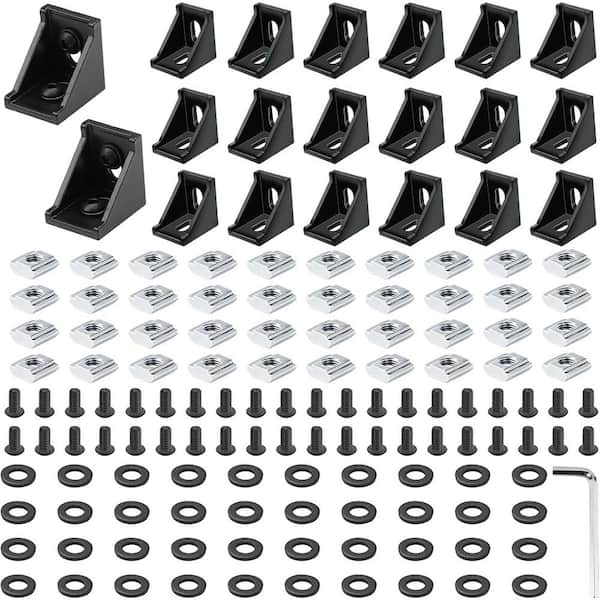 20 Set Black 4040 Series Aluminum Extrusion Profile Connector with Wrench Corner Bracket T-Slot Nuts and Screws