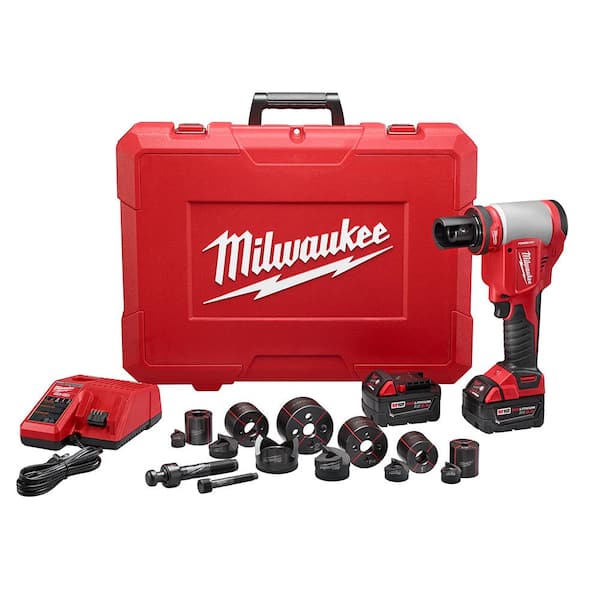 Milwaukee M18 18-Volt Lithium-Ion 1/2 in. - 2 in. Force Logic High Capacity Cordless Knockout Tool Kit /W Die Set, 3.0Ah Batteries