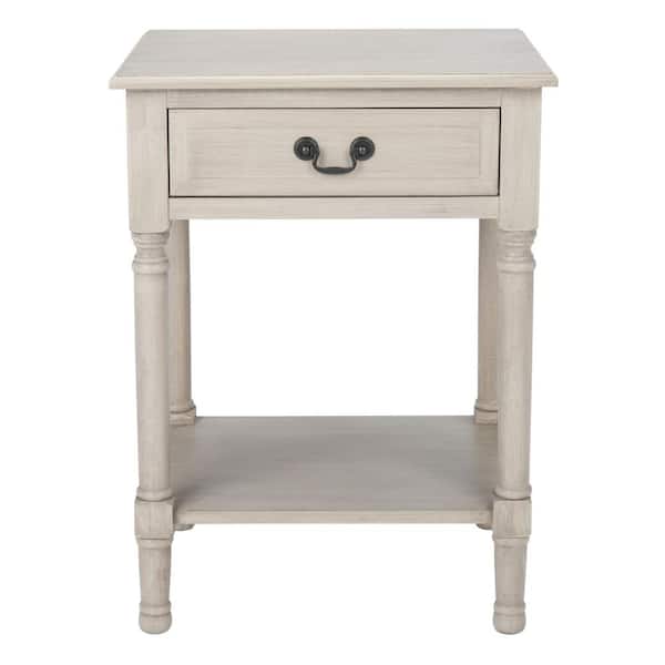 SAFAVIEH Whitney 19 in. Greige Rectangle Wood Storage End Table
