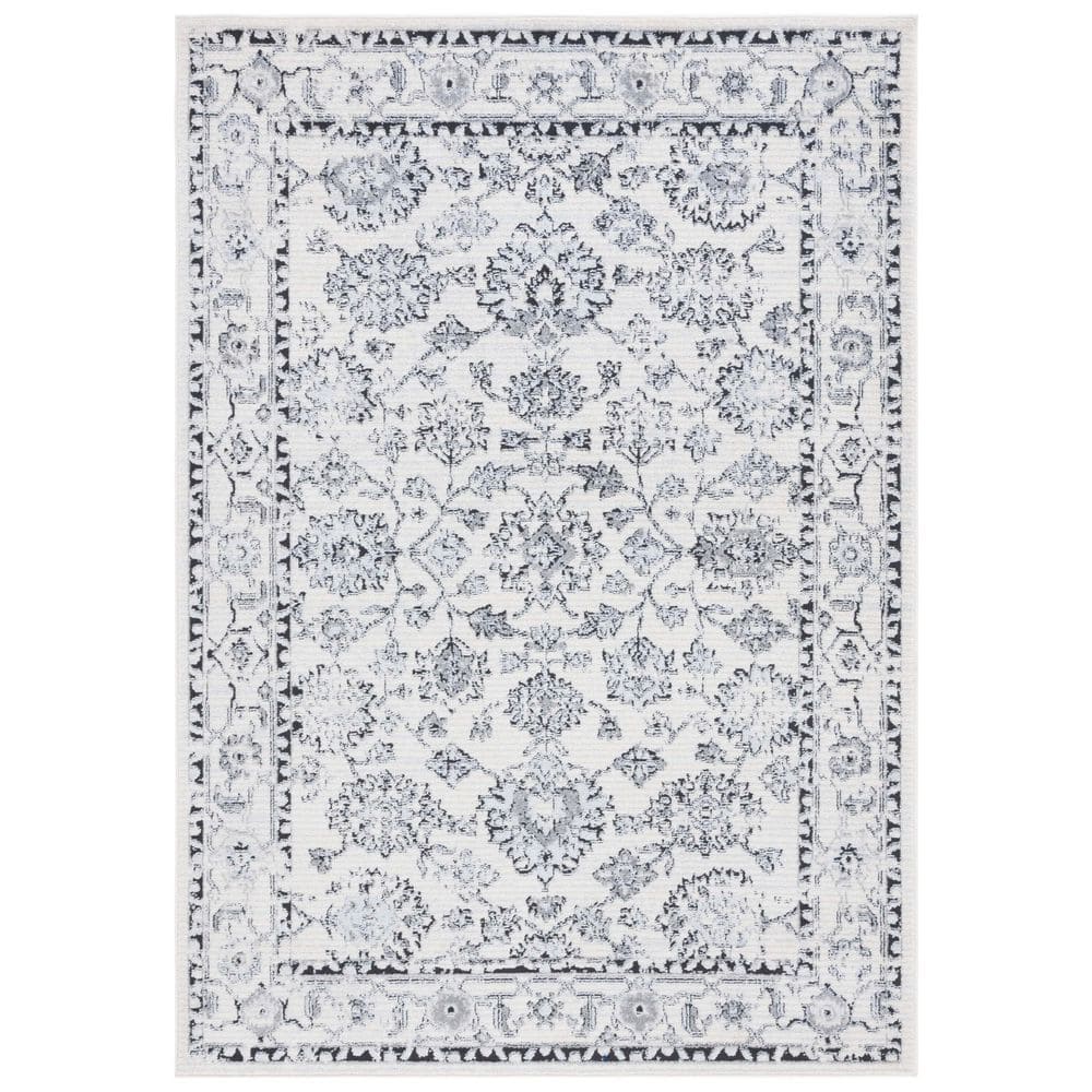 Tulum 5 ft. x 8 ft. Ivory Gray/Charcoal Ornate Border Area Rug price history on PriceWatchPro