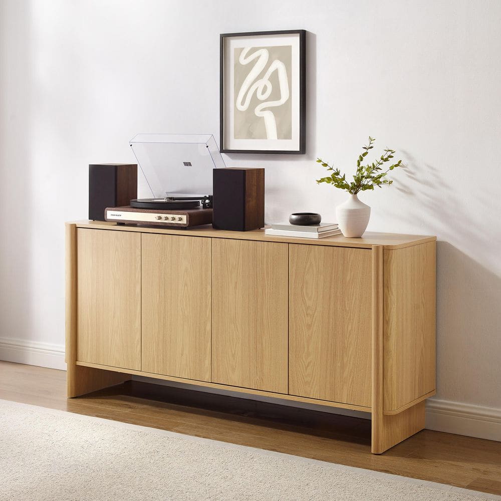 CROSLEY FURNITURE Wesley White Oak MDF 63 in. Sideboard KF33044WO