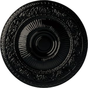 24-1/4 in. x 2 in. Neuveau Urethane Ceiling Medallion (Fits Canopies upto 6-3/8 in.), Black Pearl