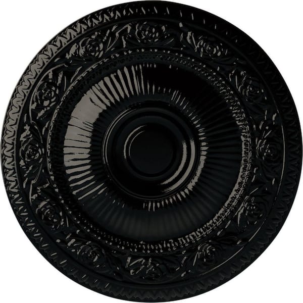 Ekena Millwork 24-1/4 in. x 2 in. Neuveau Urethane Ceiling Medallion (Fits Canopies upto 6-3/8 in.), Black Pearl