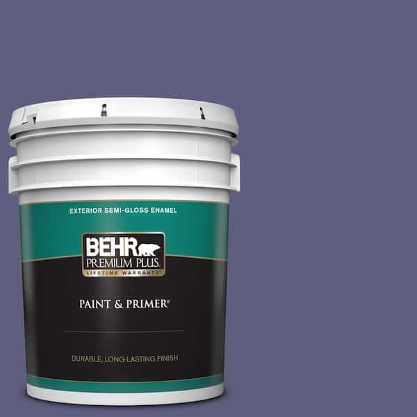 BEHR PREMIUM PLUS 5 gal. #M550-7 Strong Iris Semi-Gloss Enamel Exterior Paint & Primer