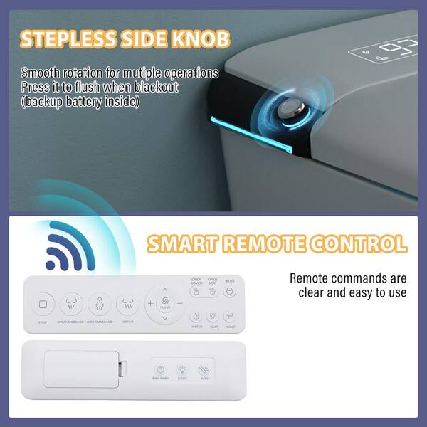 CASAINC Elongated Electric Smart Bidet Toilet with Auto Open, LED Display, and Warm Water Wash