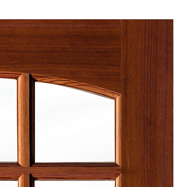 DIY RTA 36 in. x 80 in. Right-Hand/Inswing 6-Lite Arch Clear Glass Red Chestnut Stain Hemlock Wood Front Door VG