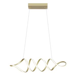 Infinito 68-Watt Integrated LED Anodized Gold Modern Unique Statement Geometric Chandelier Pendant Dimmable