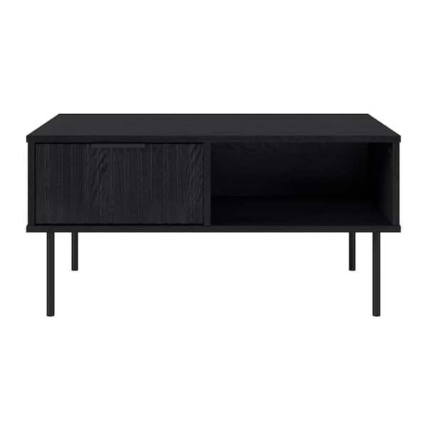CorLiving Lysander 20 in. Black Rectangle Wood Fluted Coffee Table