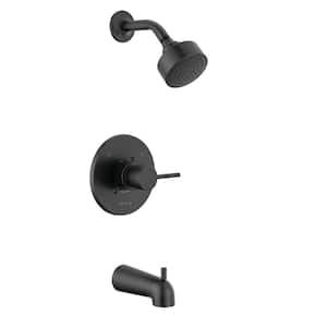 Modern Cylindrical 1-Handle Wall Mount Tub and Shower Trim Kit in Matte Black (Valve Not Included)