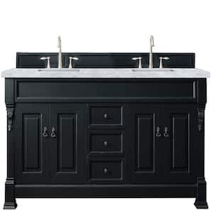 Brookfield 72 in. w x 23.5 in. D x 34.3 in. H Double Bath Vanity in Antique Black with Marble Top in Carrara White