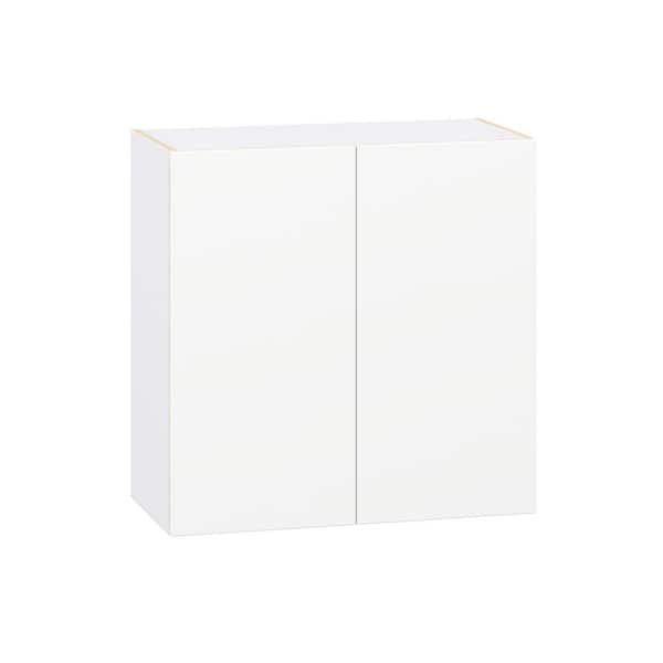 J COLLECTION Timberline 30 in. W x 14 in. D x 30 in. H Assembled Slab Wall Kitchen Cabinet in Bright White