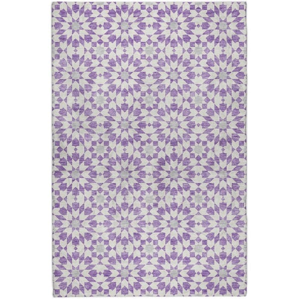 Dream Shag Premium Machine Washable Abstract ADS734 Lavender 8 ft. x 10 ft. Area Rug