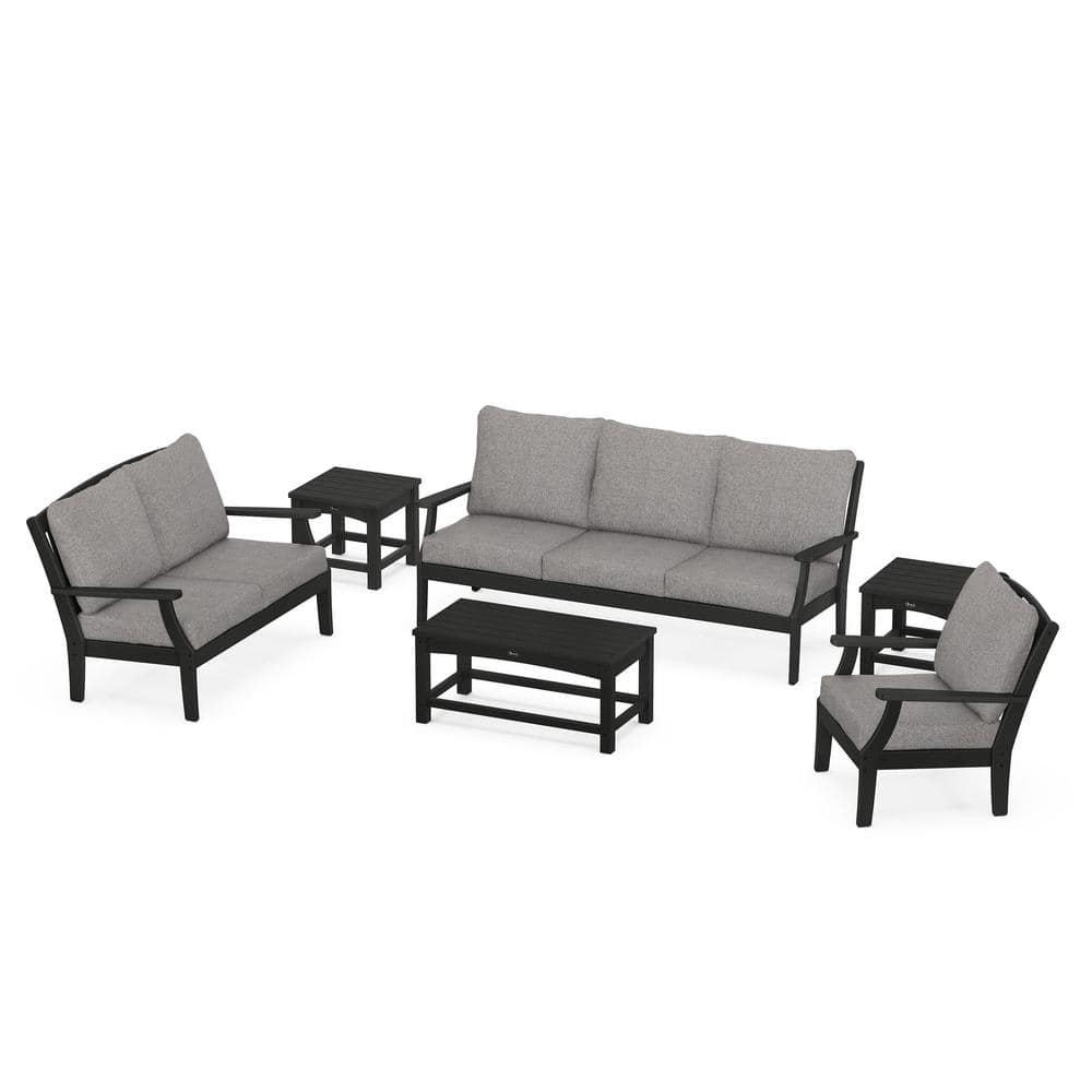 Trex Outdoor Furniture Yacht Club Charcoal Black 6Piece Plastic Patio