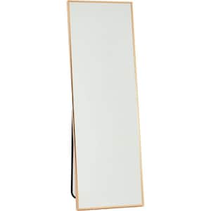 18.10 in. W x 57.90 in. H Decorative Full Length Mirror with Solid Wood Grain, Brown