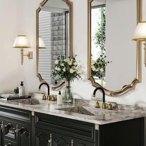 8 in. Wide Spread Double Handle Bathroom Faucet in Black and Gold