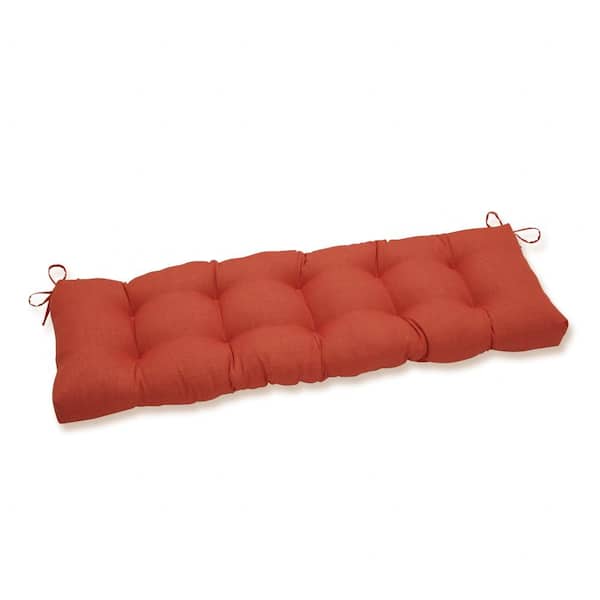 Pillow Perfect Solid Rectangular Outdoor Bench Cushion in Orange