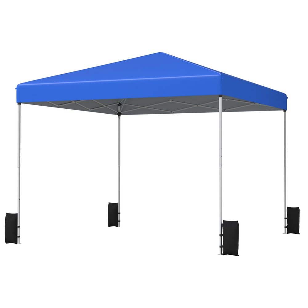 10 ft. x 10 ft. Outdoor Blue Pop Up Canopy, Instant Portable Tent with Whee