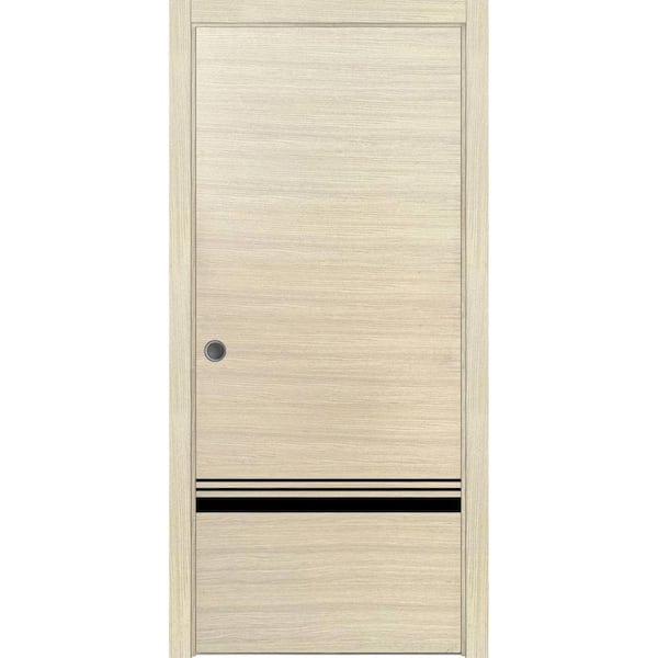 28 in. x 80 in. 1 Panel Natural Veneer Finished Solid Wood with Honeycomb Sliding Door with Hardware