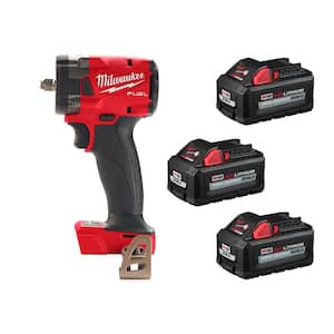 M18 FUEL 18V Lith-Ion Brushless Cordless 3/8 in. Compact Impact Wrench w/(3) High Output Battery Pack 6.0Ah