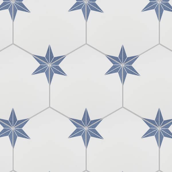 Stella Hex Azul 8-5/8 in. x 9-7/8 in. Porcelain Floor and Wall Tile (11.5 sq. ft./Case) Stella Hex Azul 8-5/8 in. x 9-7/8 in. Porcelain Floor and Wall Tile (11.5 sq. ft./Case)