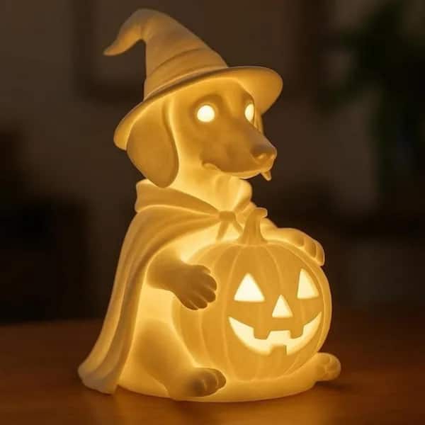 Halloween Glowing Dachshund & French Bulldog Ghost Dog Figurine