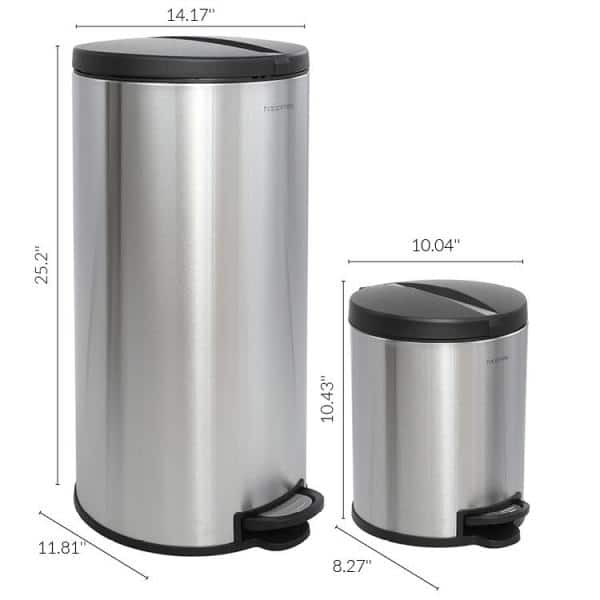 Kitchen Trash Can Brushed Stainless Steel 8 Gallon/30L Step Garbage Can  Small & Tall Waste Basket with Lid & Plastic Inner Bucket Metal Pedal  Recycle