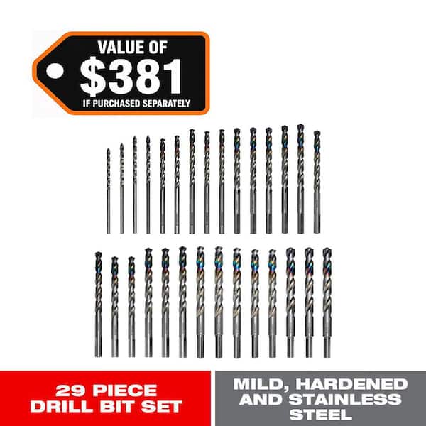 Metal Demon Drill Bits Set for Mild, Hardened and Stainless Steels (29-piece)