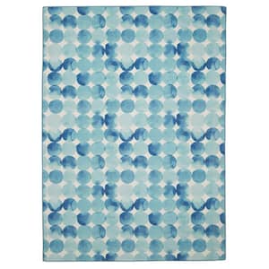 Lakeland Blue and Ivory 3 ft. W x 5 ft. L Washable Polyester Indoor/Outdoor Area Rug