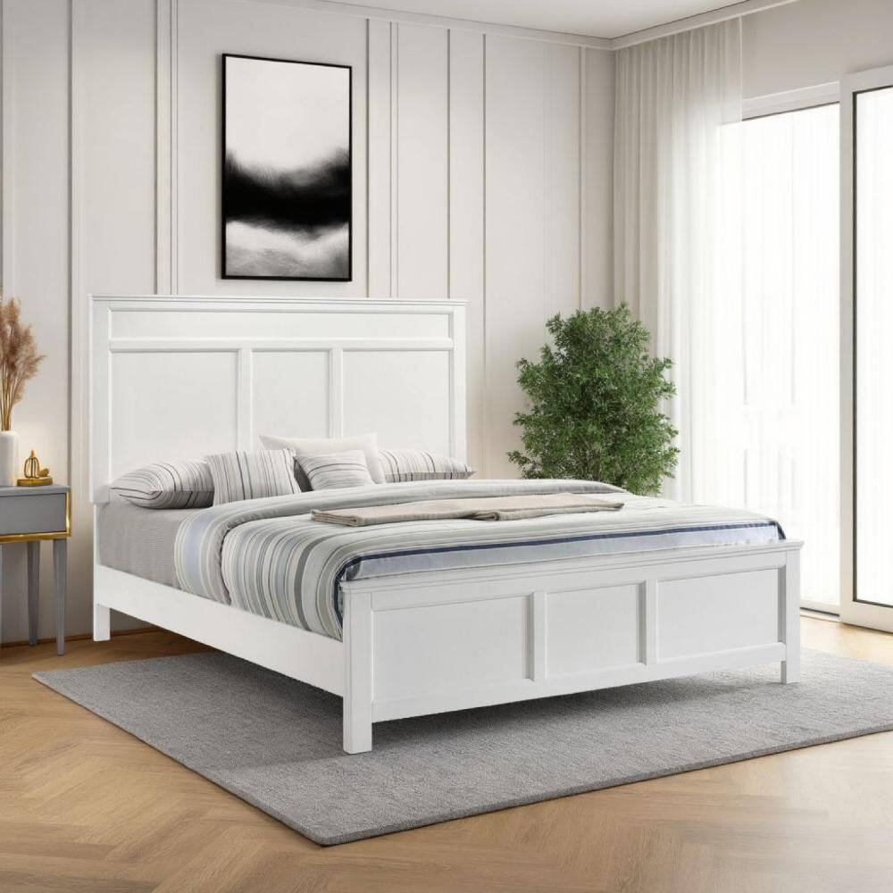 Aver White Wood Frame Twin Size Panel Bed with Transitional Style price history on PriceWatchPro