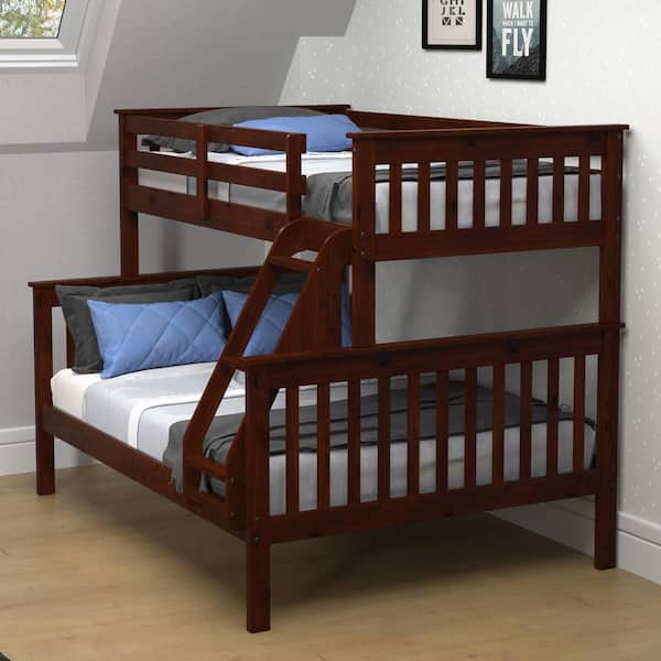 Donco Kids Cappuccino Pine & Brown Wood Twin & Full Mission Bunk