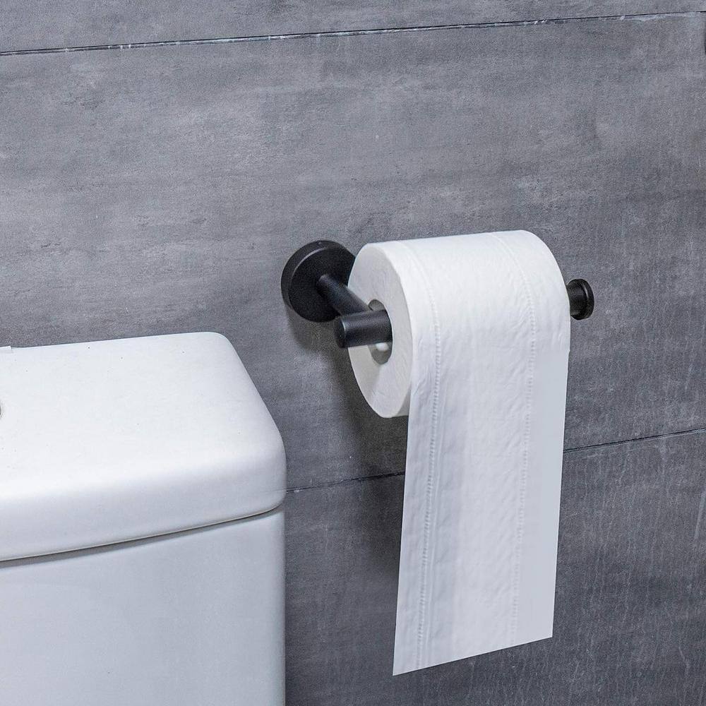 Matte Black Stainless Steel Wall-Mounted Toilet Paper Holder