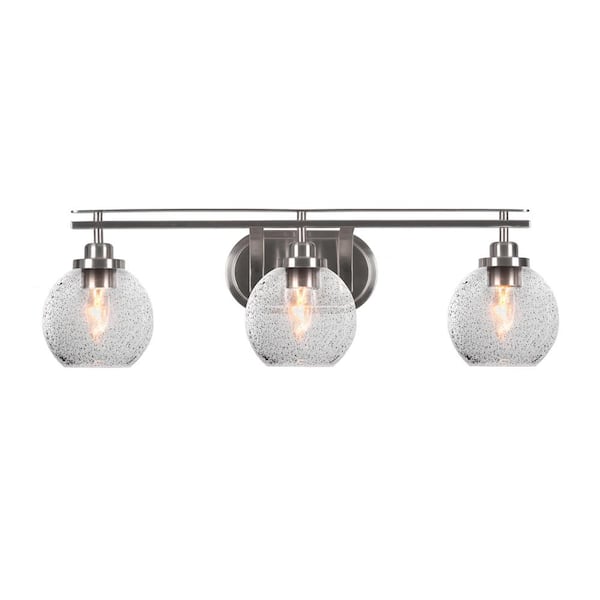 Unbranded Monroe 27.75 in. 3-Light Brushed Nickel Vanity Light 5.75 in. Smoke Bubble Glass Shade No Bulbs Included