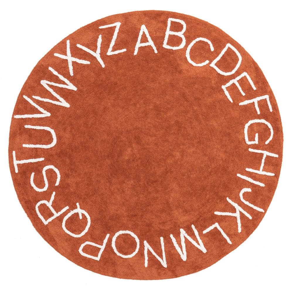 nuLOOM Kids Washable Round Alphabet Rug Rust 6 ft. x 6 ft. Area