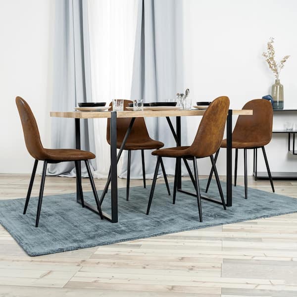 Homy Casa Charlton Brown Faux Suede Upholstered Dining Chairs (Set