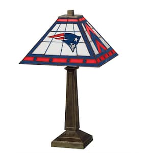 NFL 23 in. Antique Bronze Stained Glass Mission Lamp- Patriots