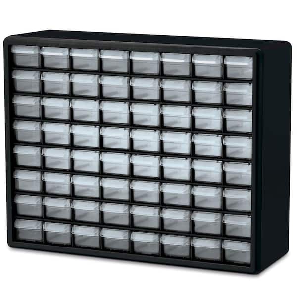 64-Compartment Drawer Small Parts Organizer Hardware Storage, 20 in. W x 6 3/8 in. D x 15 13/164 in. H, Black (1-Pack)