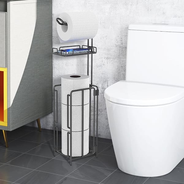 Mdesign Modern Narrow Toilet Paper Roll 2-tier Holder Stand : Target