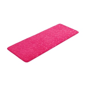 Bath Rug 18 in. x 48 in. Pink Microfiber Memory Foam Bath Runner Mat