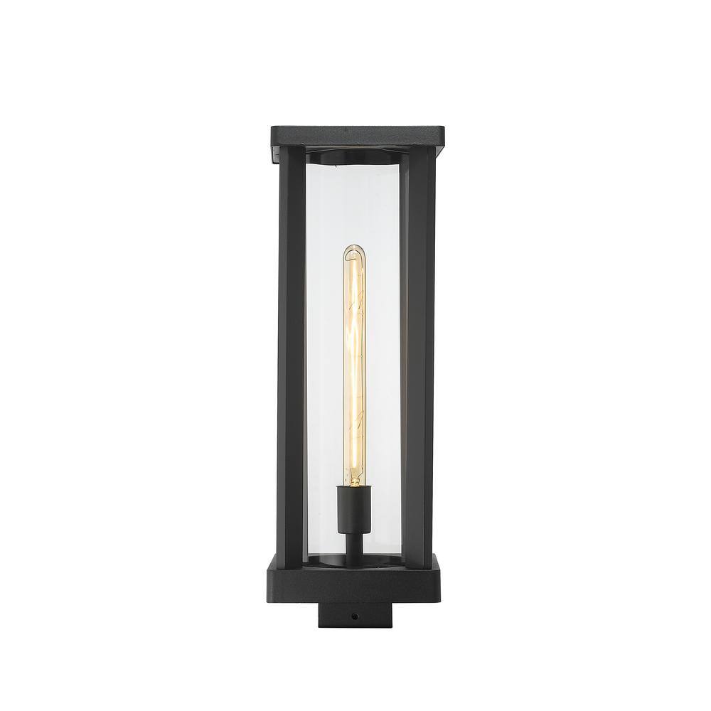 Glenwood Black Aluminum and Glass Outdoor Post Light