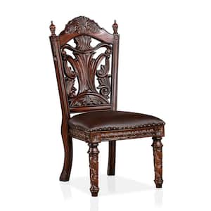 La Salla Brown Cherry and Dark Brown Faux Leather Dining Chairs (Set of 2)