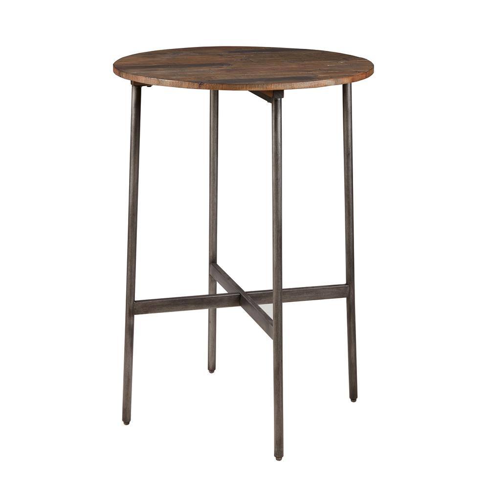 Reclaimed Pinewood Round Industrial Bar Height Table